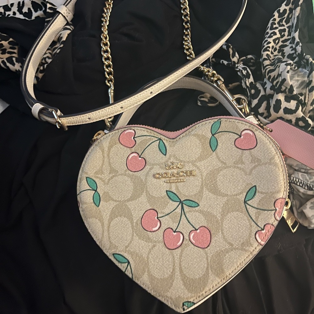 2023 Valentines heart shaped purses with pink heart cherries.